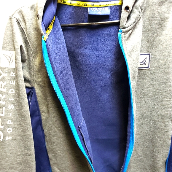 Sperry Topsider STS35 boys medium full zip hooded jacket grey & blue - Picture 9 of 12